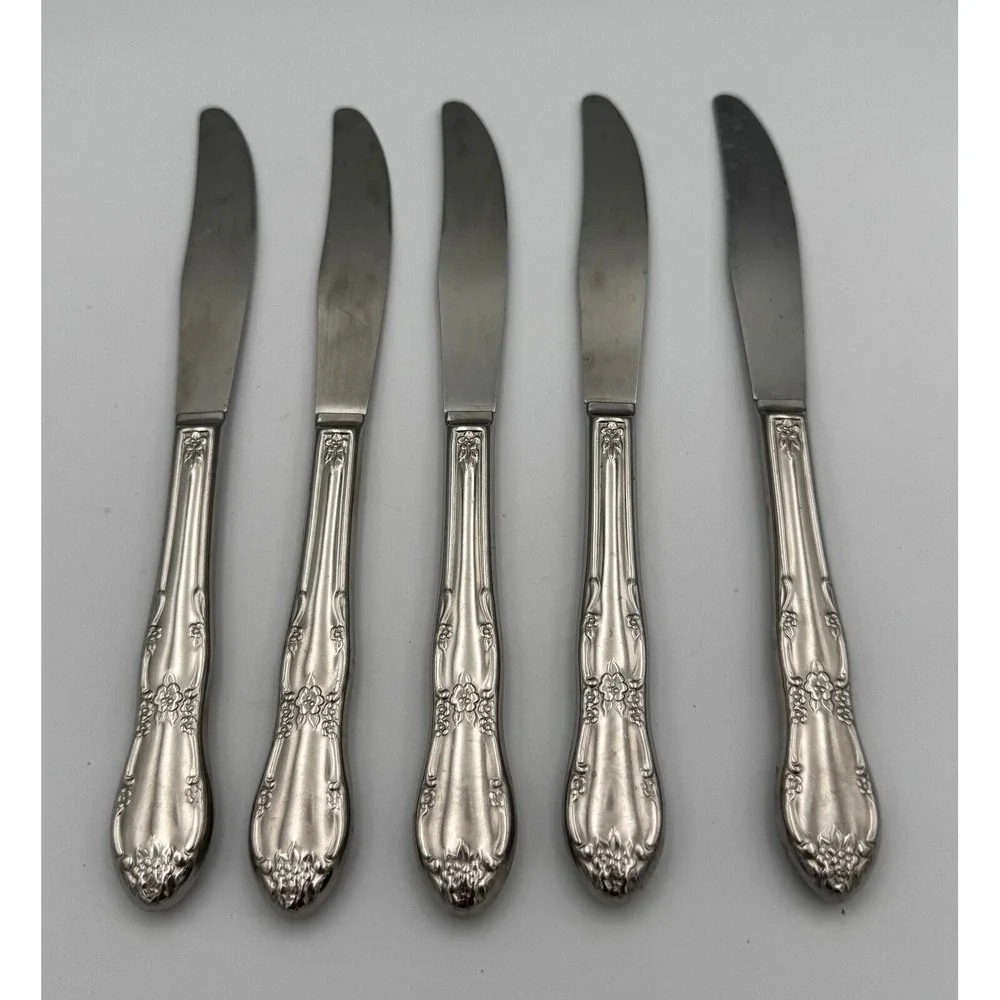 Vtg Oneida Kennett Square Dinner Knives Distinction Deluxe Stainless Steel Lot 5